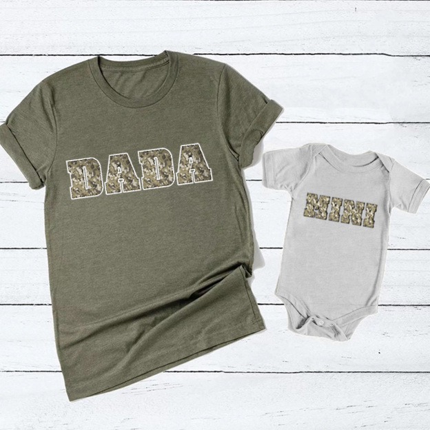 Army Camouflage DADA And MINI Matching Shirt For Father's Day