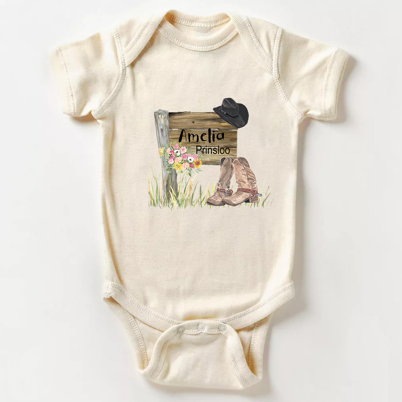 Personalized Cowboy Girls Baby Bodysuit