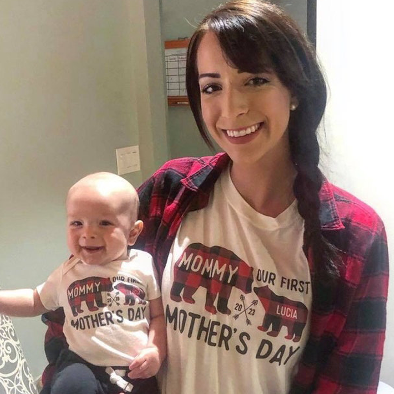 Mommy & Baby Plaid Bear Matching 