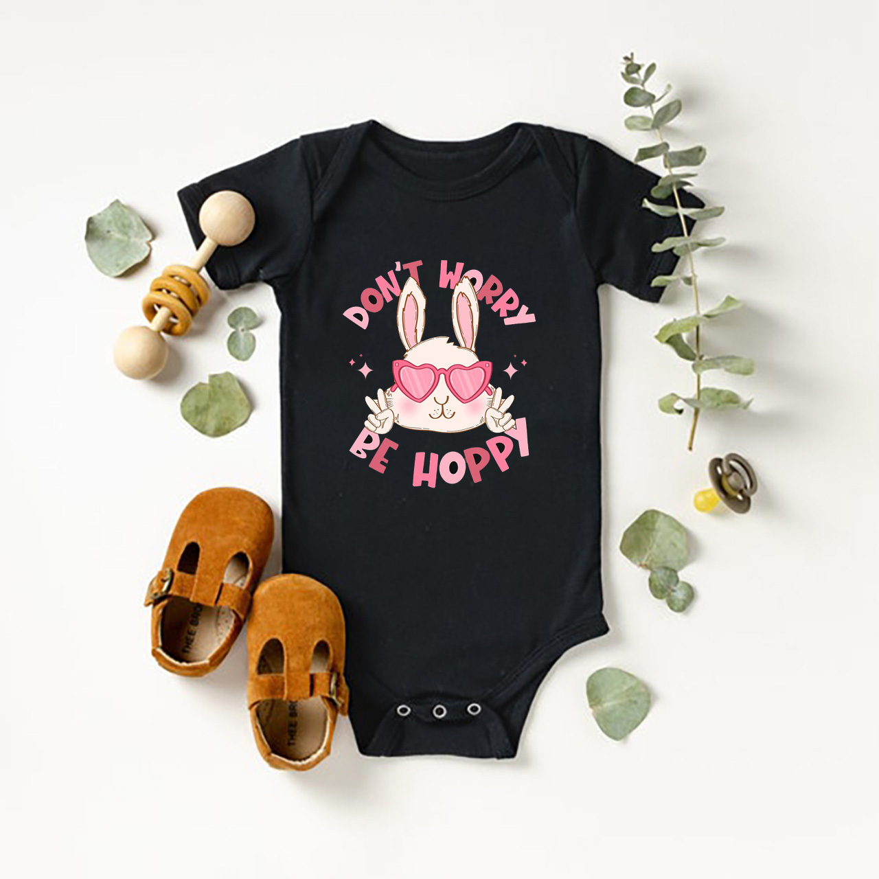 Be Hoppy Spring Easter Bunny Bodysuit For Baby