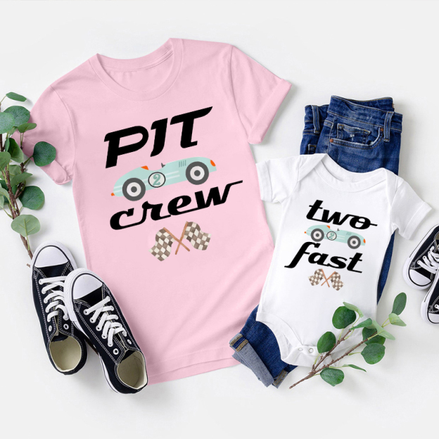Two Fast Race Car Father's Day Matching Shirts 