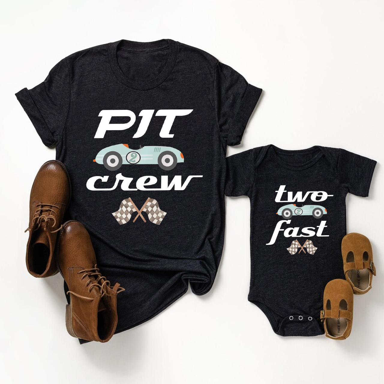 Two Fast Race Car Father's Day Matching Shirts 
