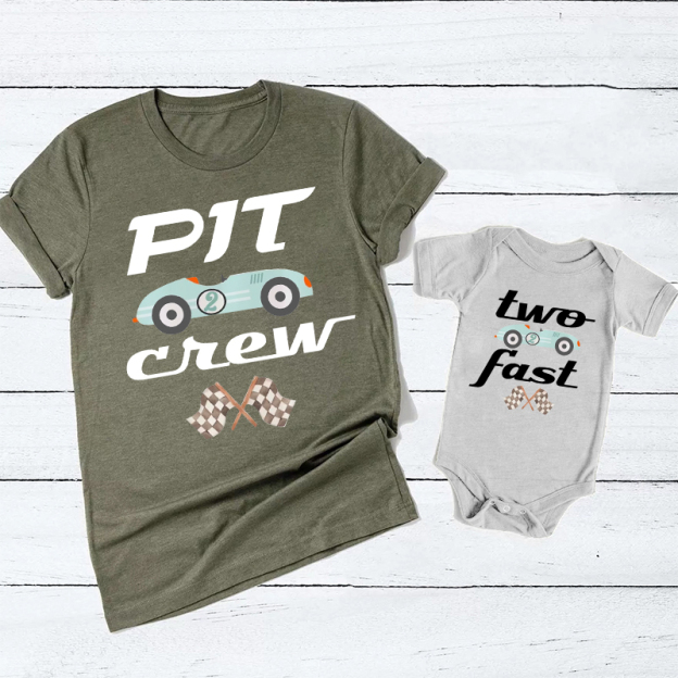 Two Fast Race Car Father's Day Matching Shirts 