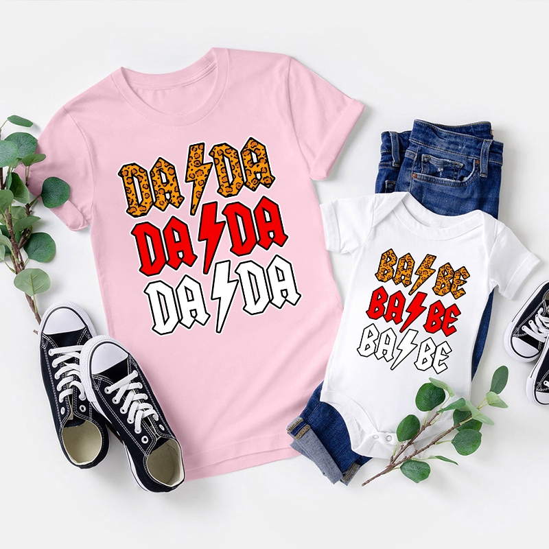 Rock Babe Rock Dada Father's Day Matching Shirts 