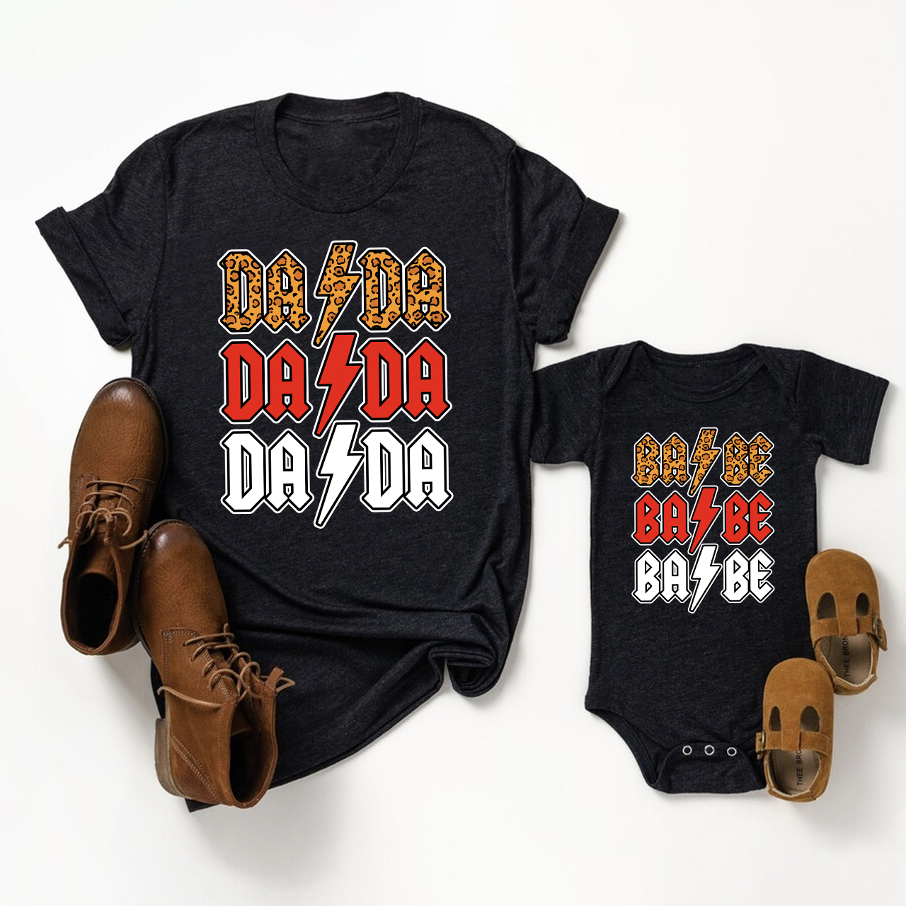 Rock Babe Rock Dada Father's Day Matching Shirts 