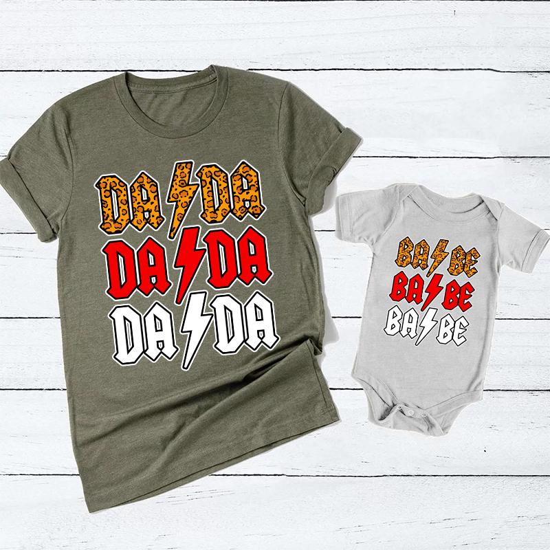 Rock Babe Rock Dada Father's Day Matching Shirts 
