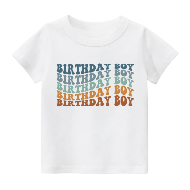 Wavy Letters Boys Birthday Shirt