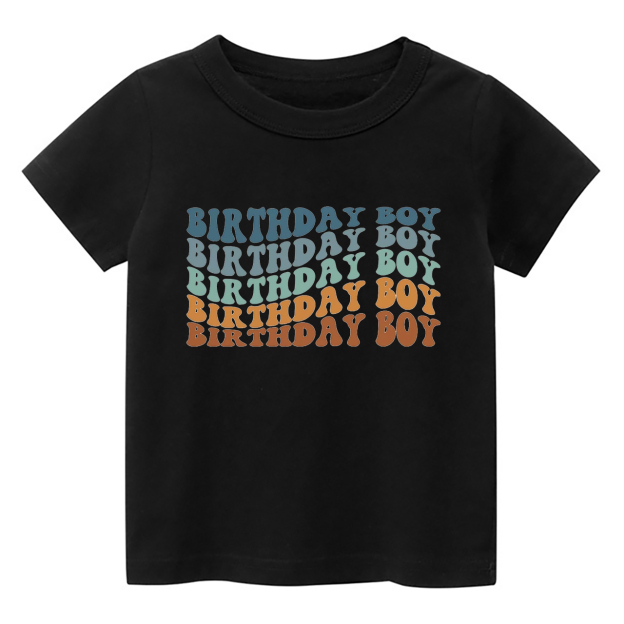 Wavy Letters Boys Birthday Shirt