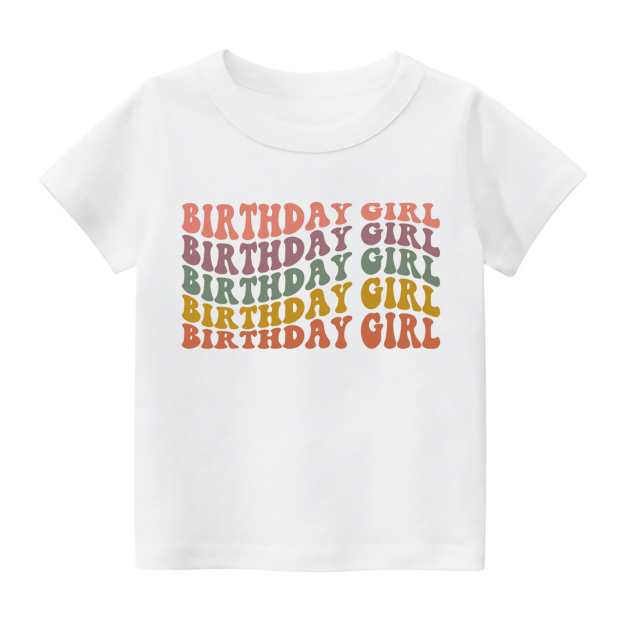 Wavy Letters Girl Birthday Shirt