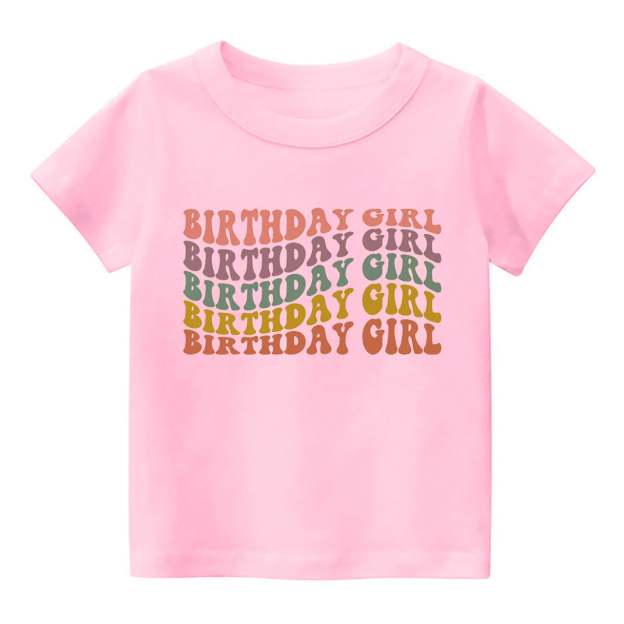 Wavy Letters Girl Birthday Shirt