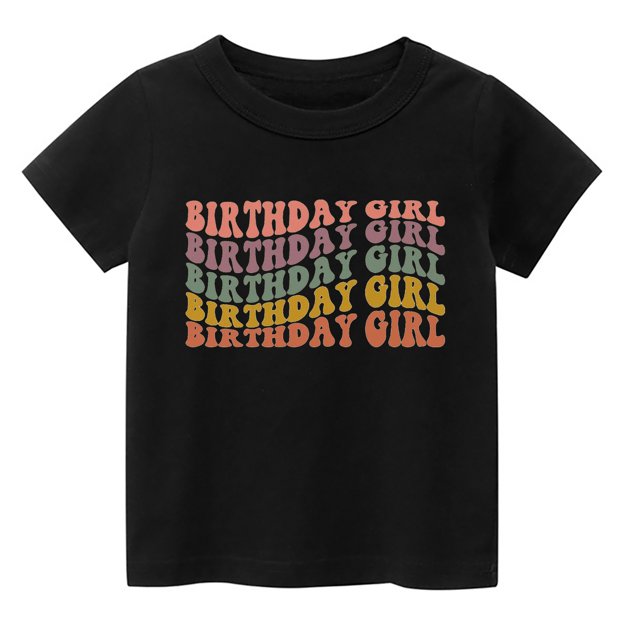Wavy Letters Girl Birthday Shirt