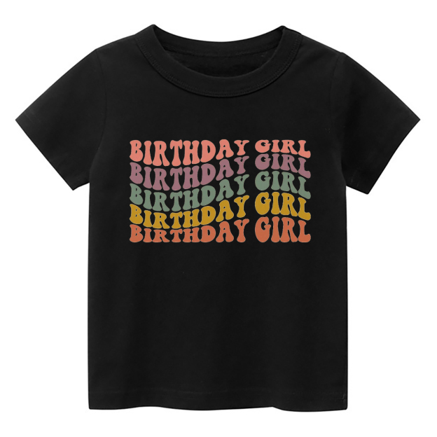 Wavy Letters Girl Birthday Shirt