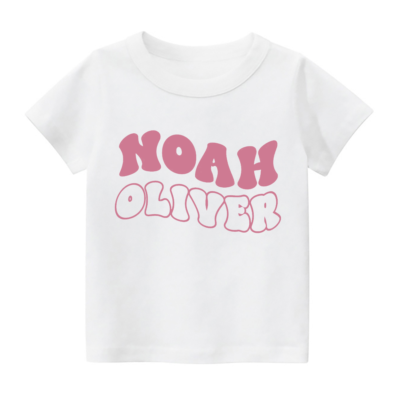 Personalized Cute Retro Wavy Name Shirt For Kids