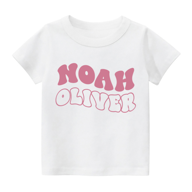 Personalized Cute Retro Wavy Name Shirt For Kids