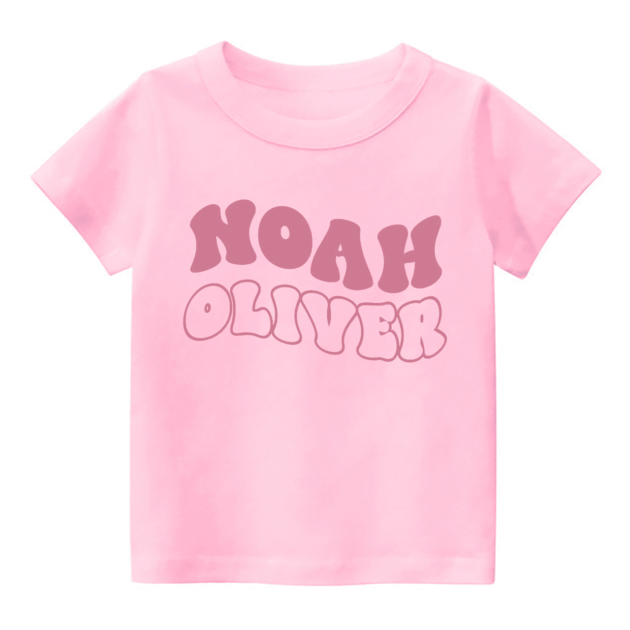 Personalized Cute Retro Wavy Name Shirt For Kids