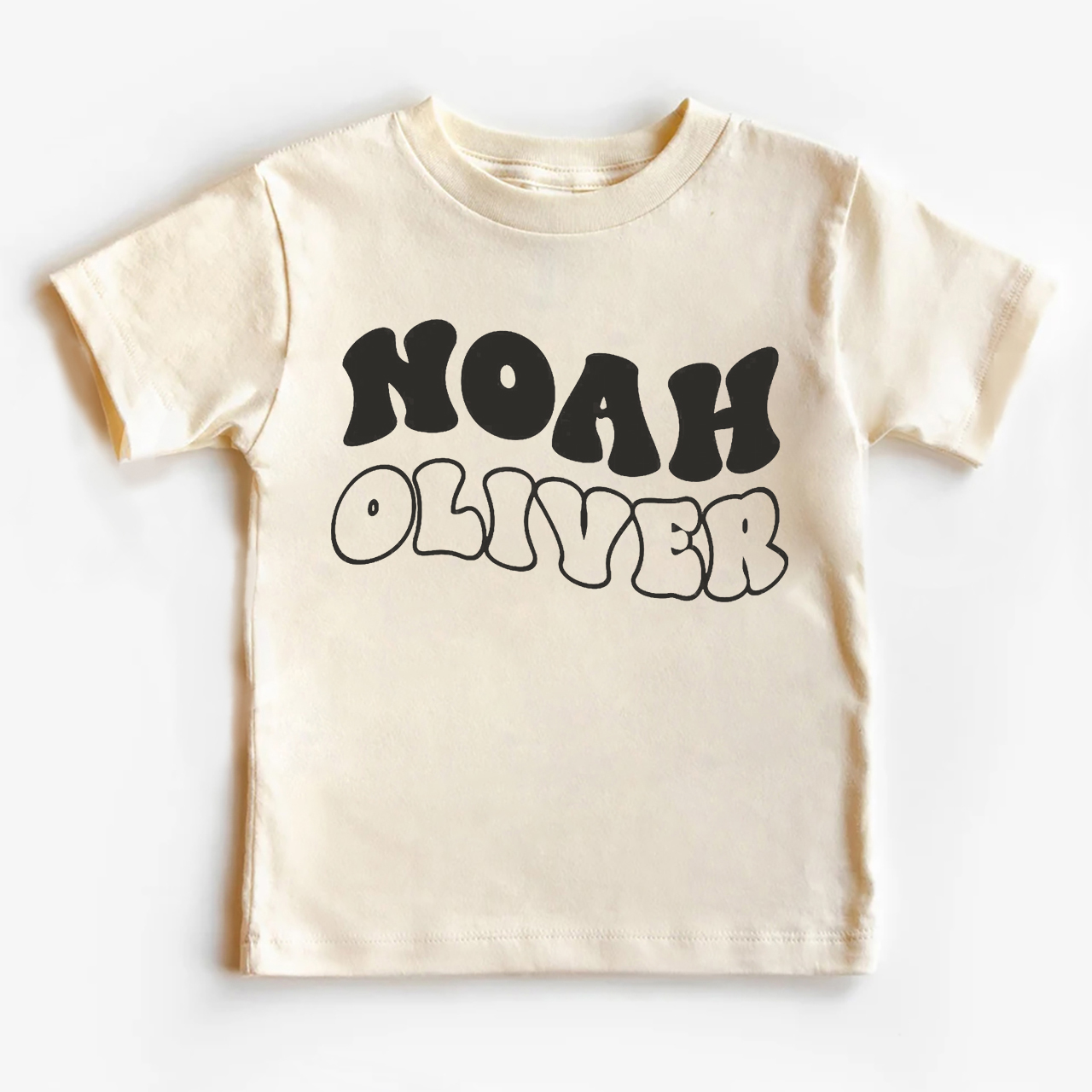 Personalized Cute Retro Wavy Name Shirt For Kids