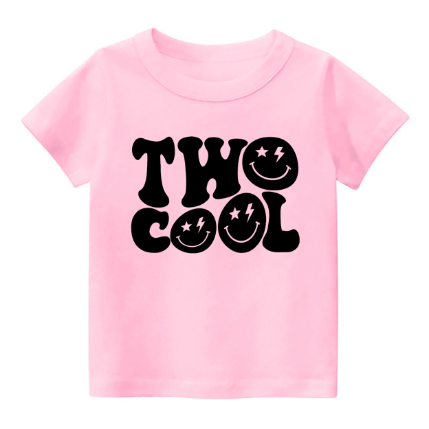 Two Cool Smile Face Kids Birthday Shirt For Kids