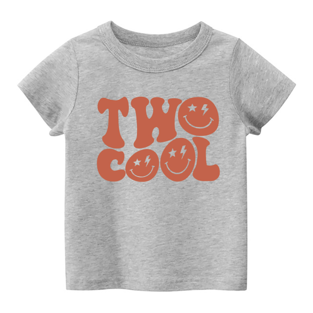 Two Cool Smile Face Kids Birthday Shirt For Kids