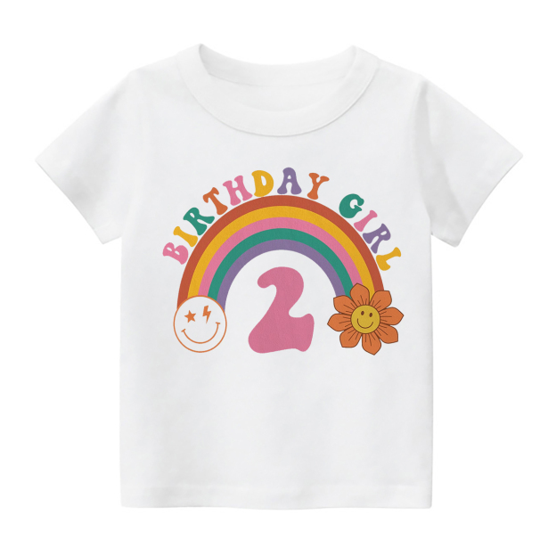 2nd Birthday Girl Rainbow Shirt For Kids