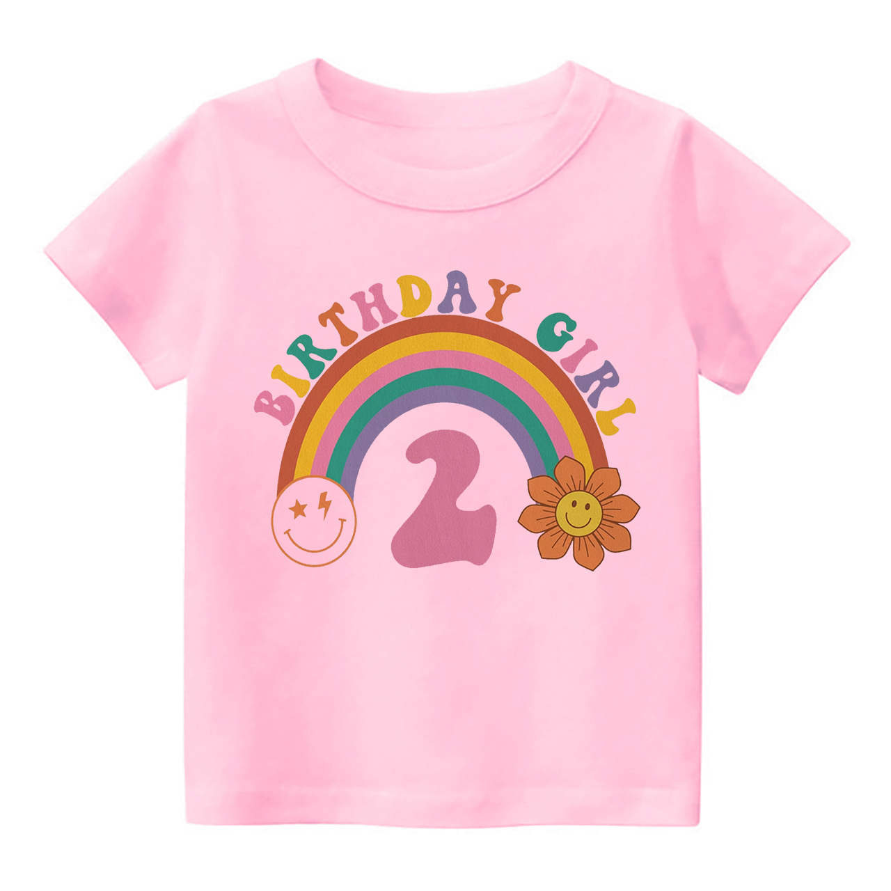 2nd Birthday Girl Rainbow Shirt For Kids