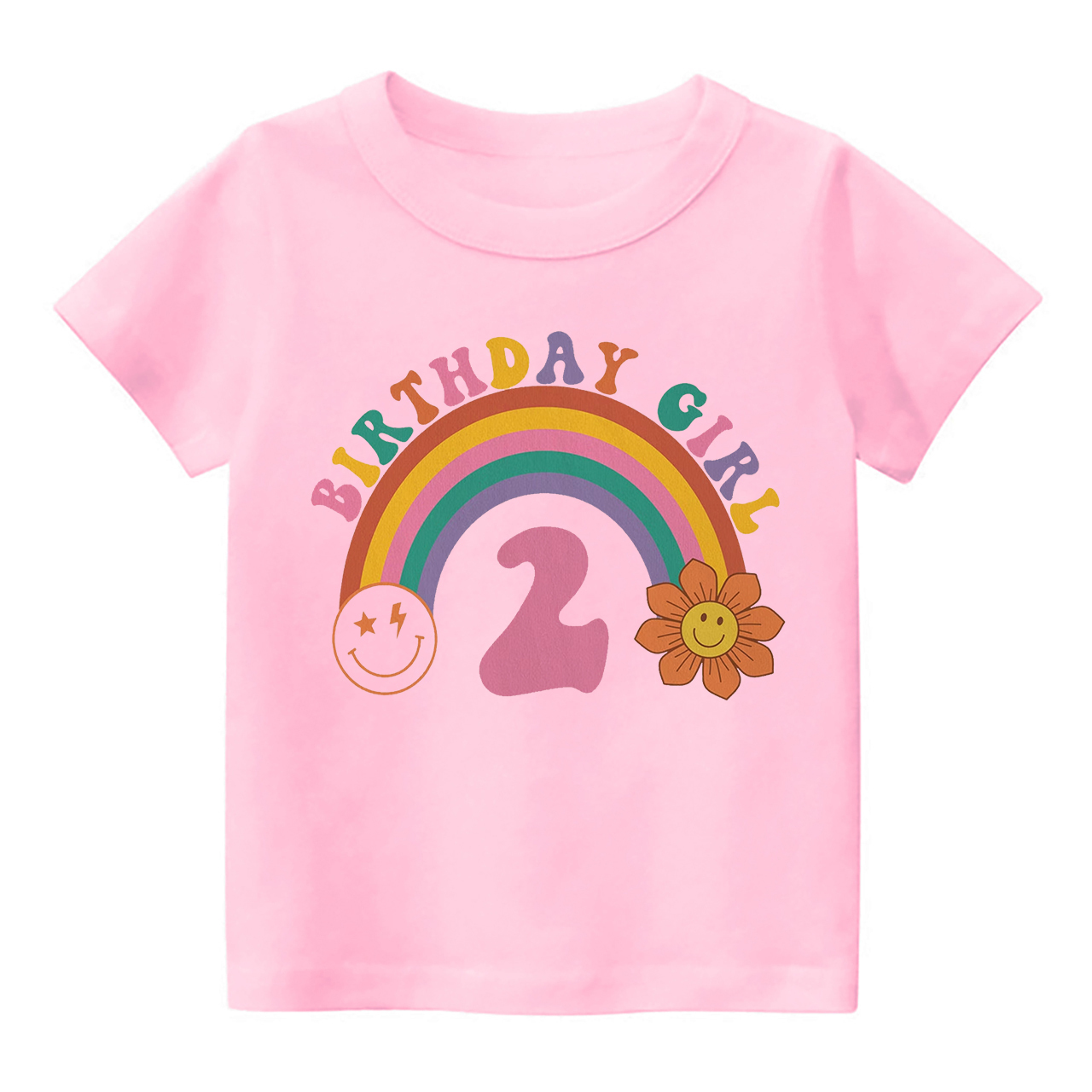 2nd Birthday Girl Rainbow Shirt For Kids