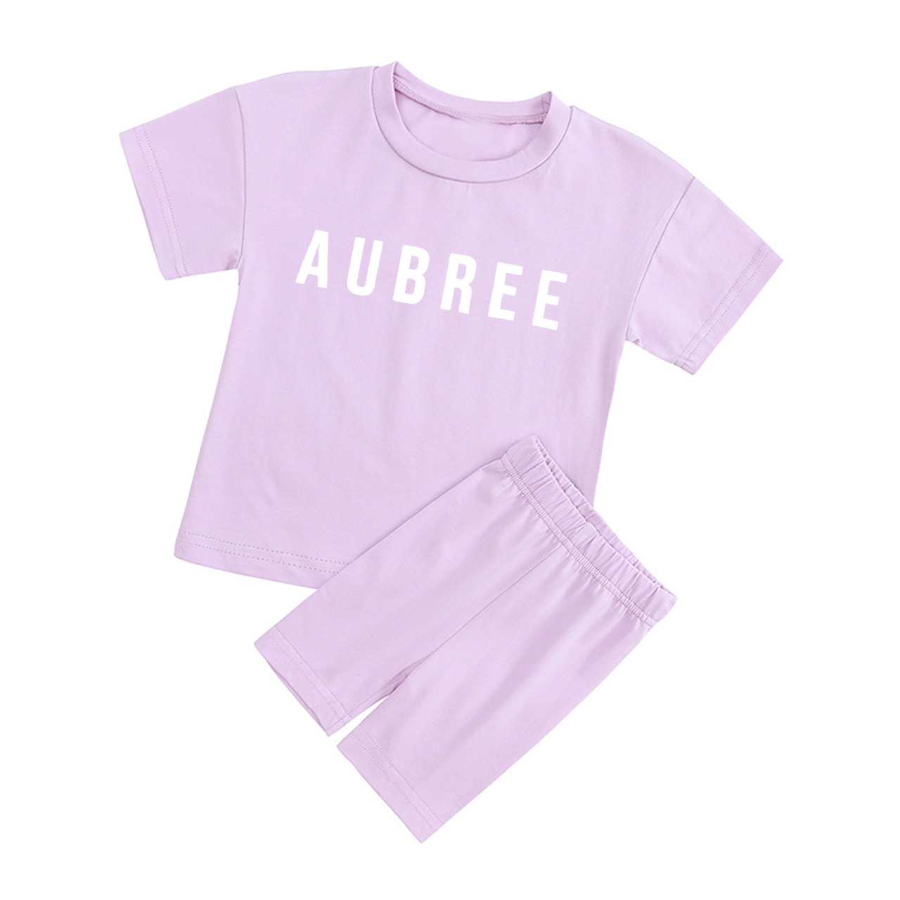 Personalized Toddler Girls Biker Shorts&Tee