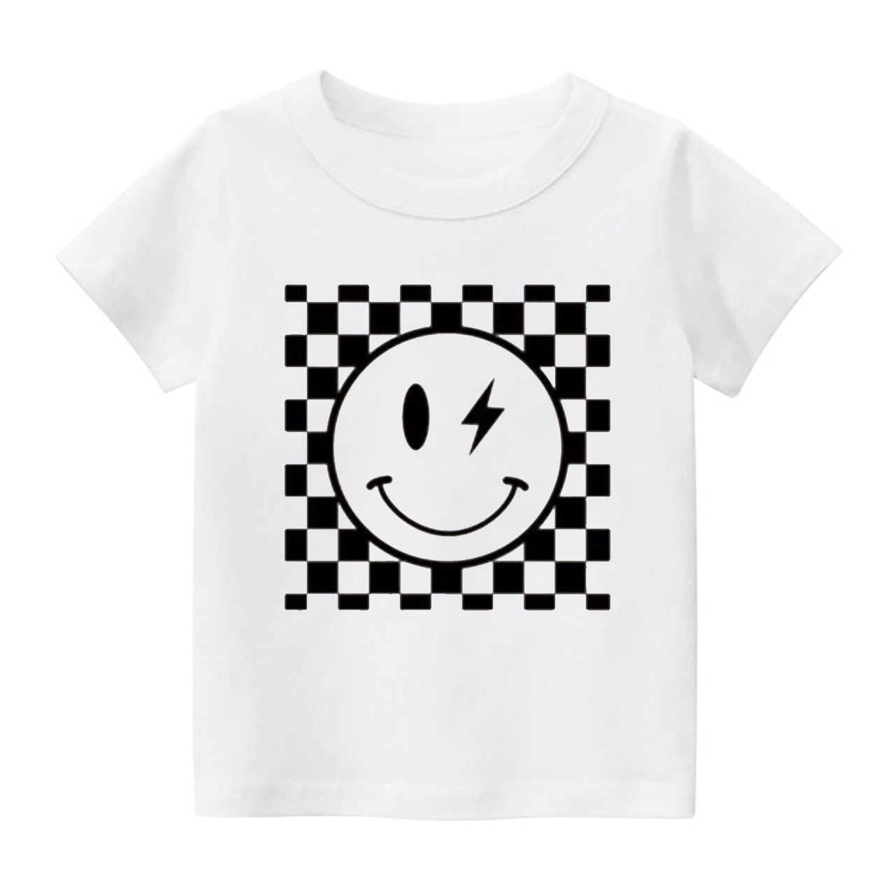 Smiley Face Checkered Kids Shirt