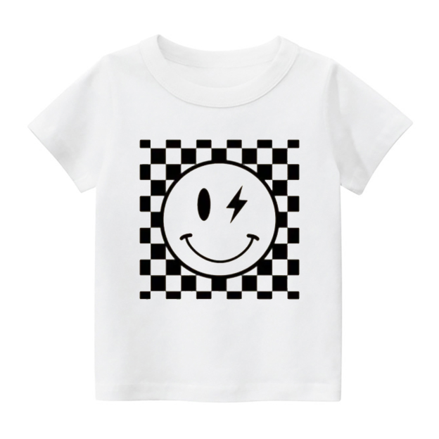 Smiley Face Checkered Kids Shirt