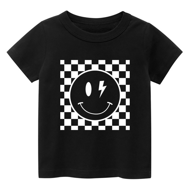 Smiley Face Checkered Kids Shirt
