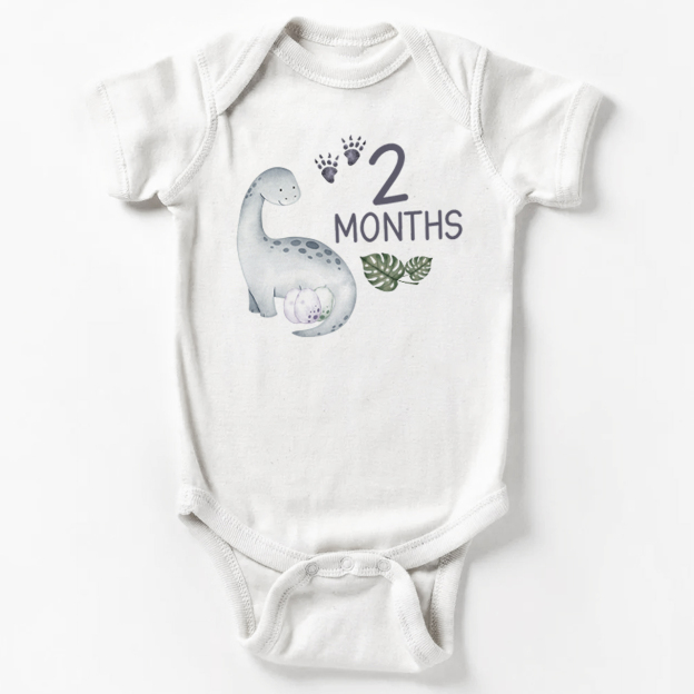Milestone Dinosaur Design Bodysuit For Baby