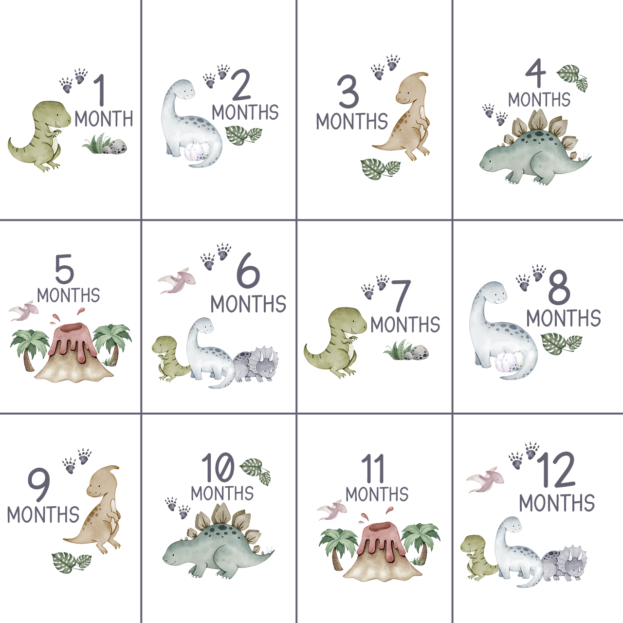 Milestone Dinosaur Design Bodysuit For Baby