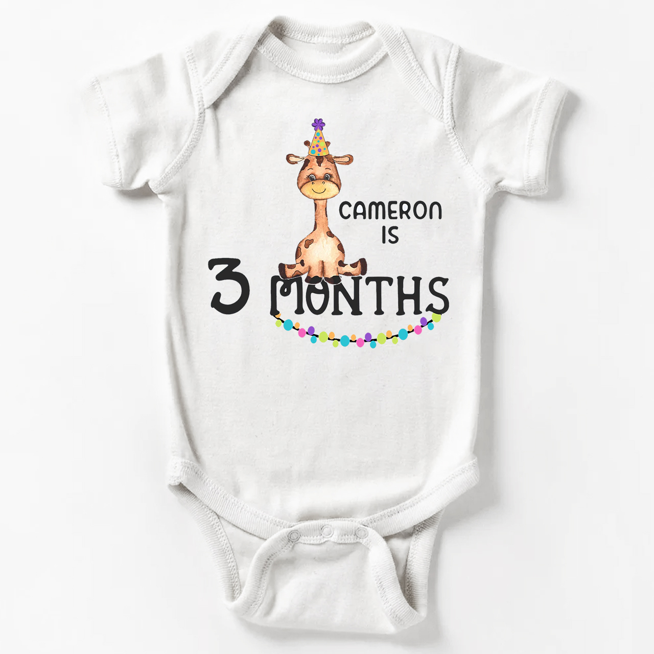 Personalized Animal Milestone Baby Bodysuit