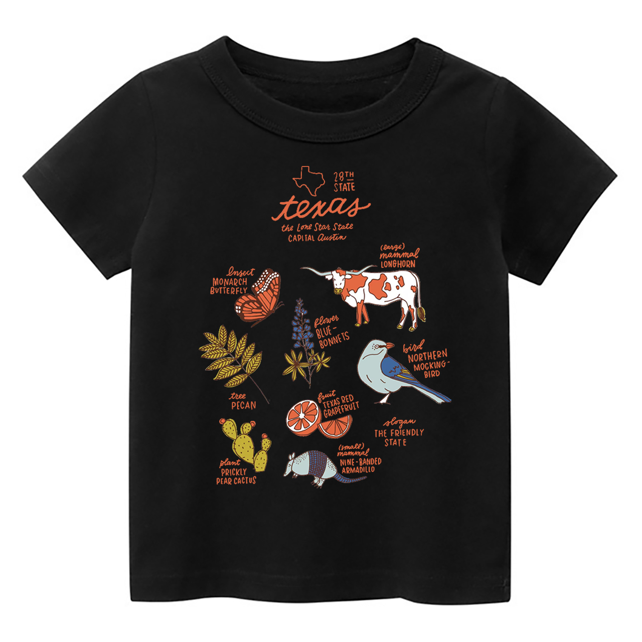 Texas State Symbols Kids Shirt
