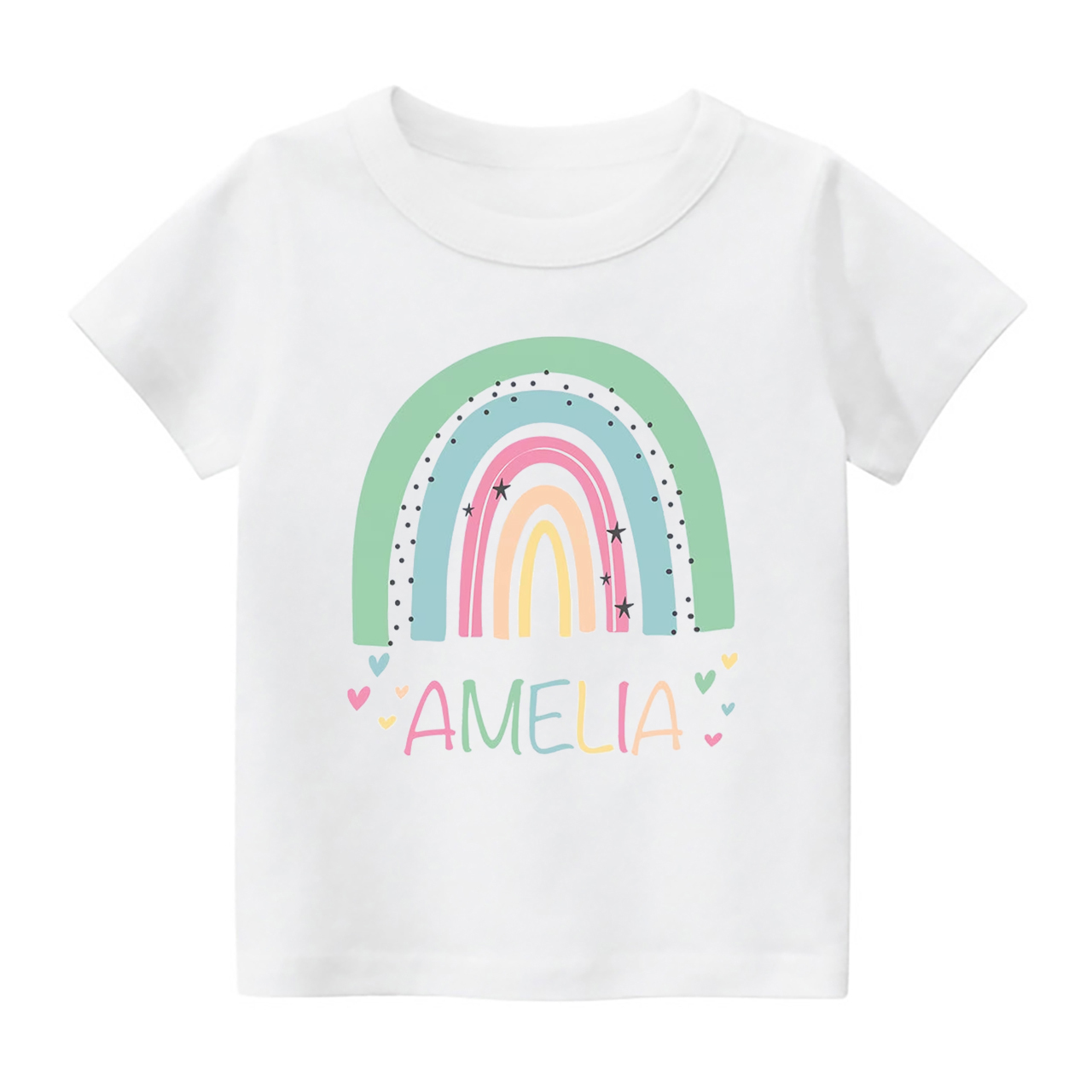 Green&Blue Rainbow Personalized Name Kids Shirt