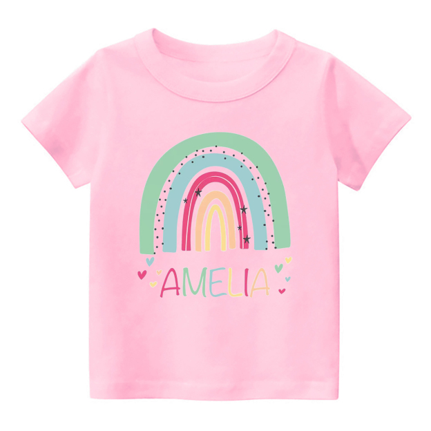 Green&Blue Rainbow Personalized Name Kids Shirt