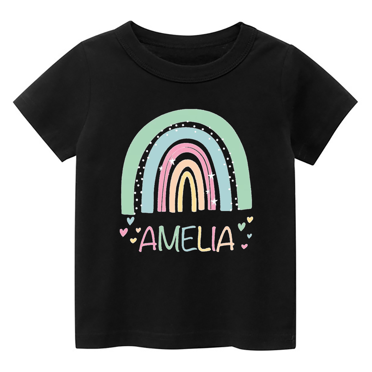 Green&Blue Rainbow Personalized Name Kids Shirt