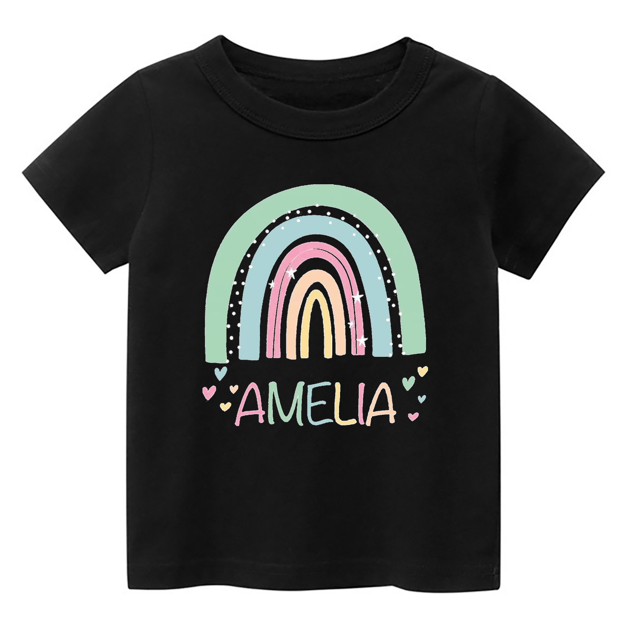 Green&Blue Rainbow Personalized Name Kids Shirt