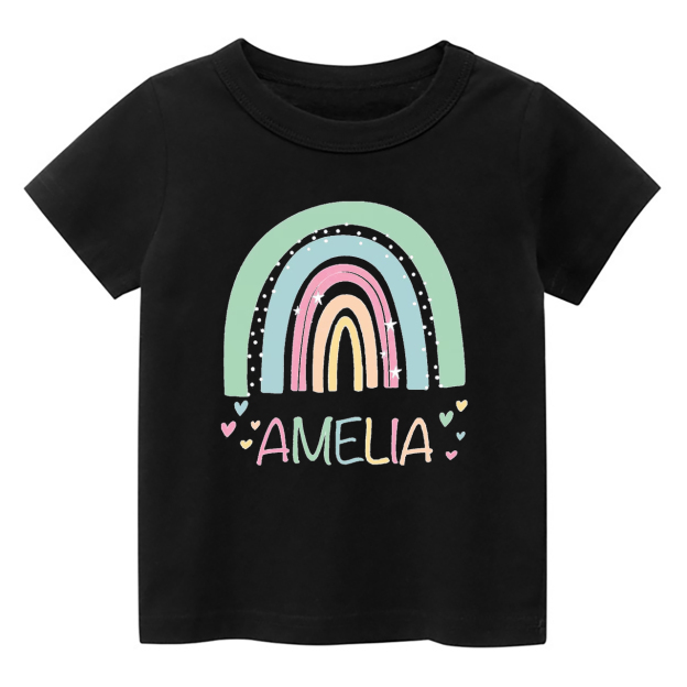 Green&Blue Rainbow Personalized Name Kids Shirt