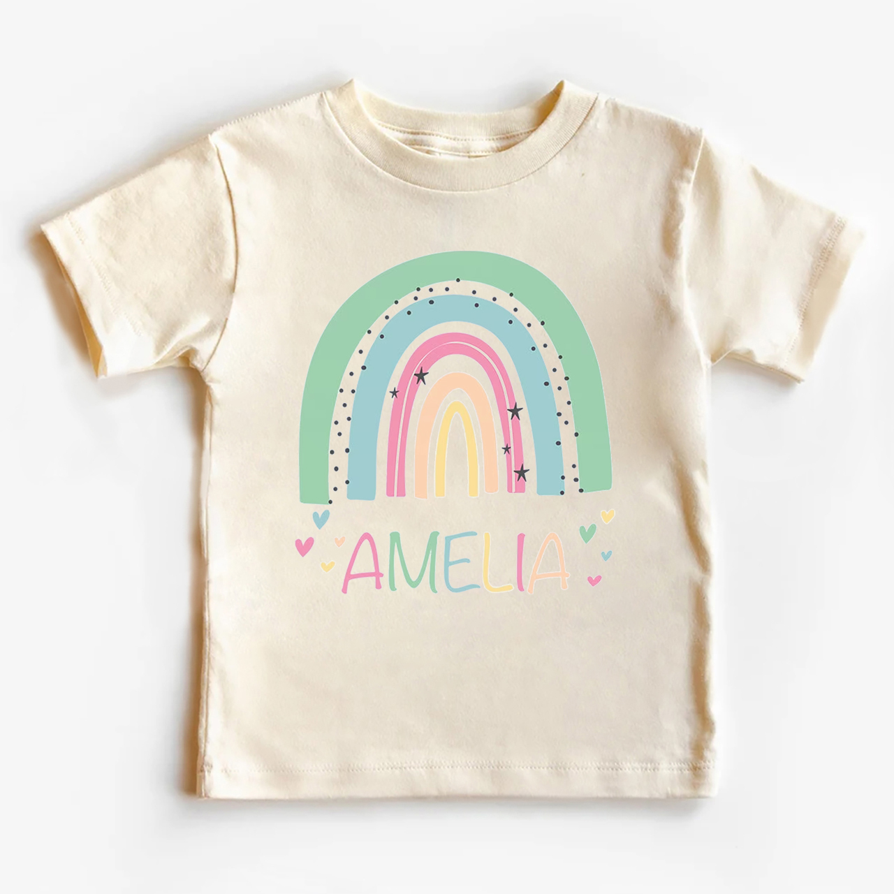 Green&Blue Rainbow Personalized Name Kids Shirt