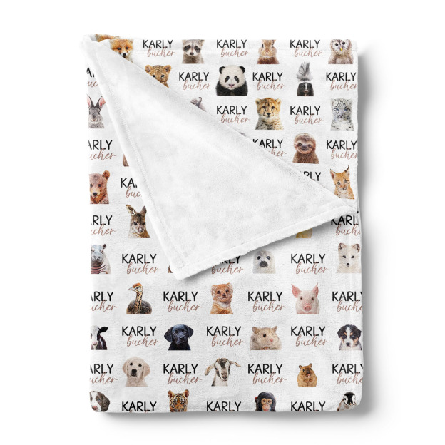 Personalized Animal Collection Flannel Blanket