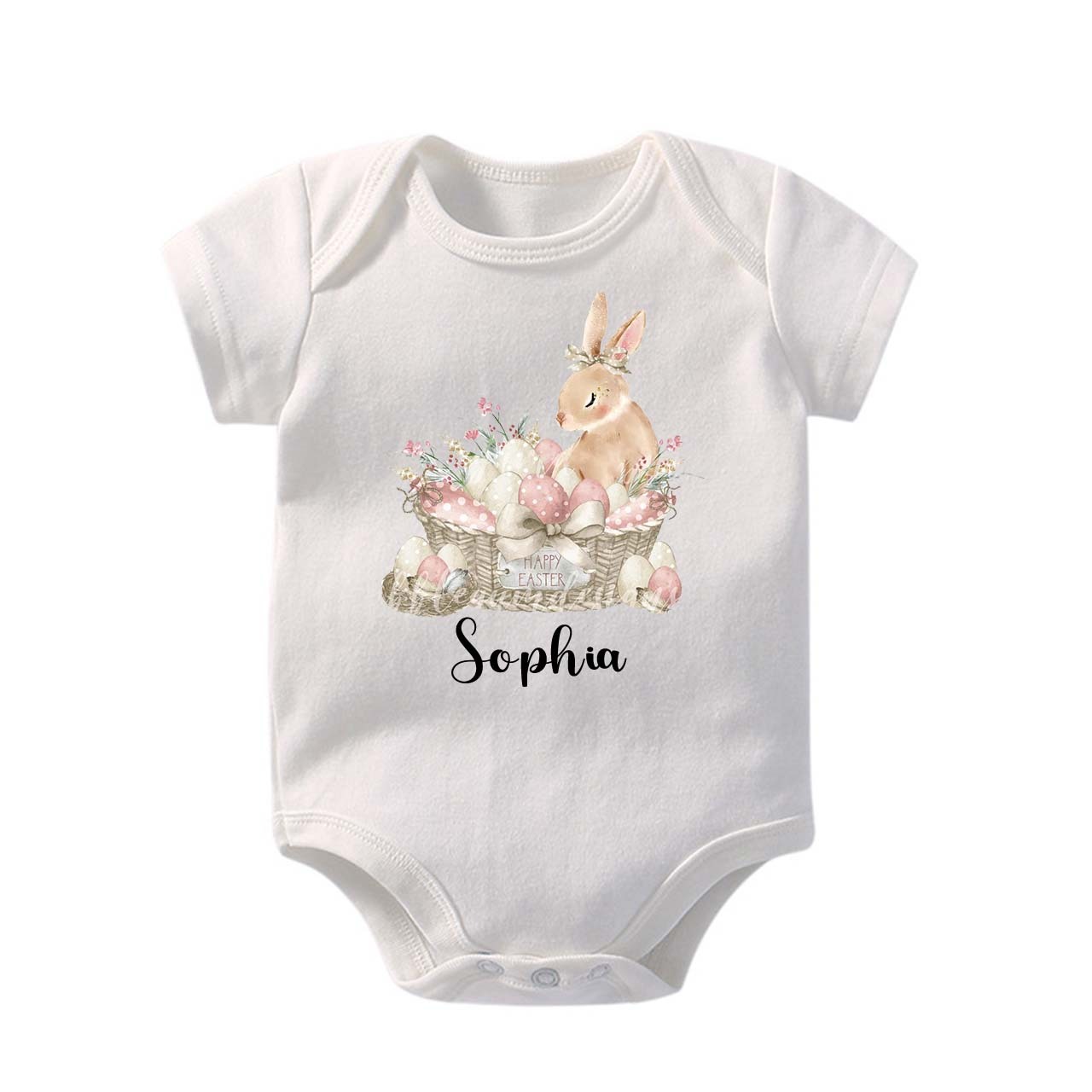 Happy Easter Bunny Basket Baby Bodysuit