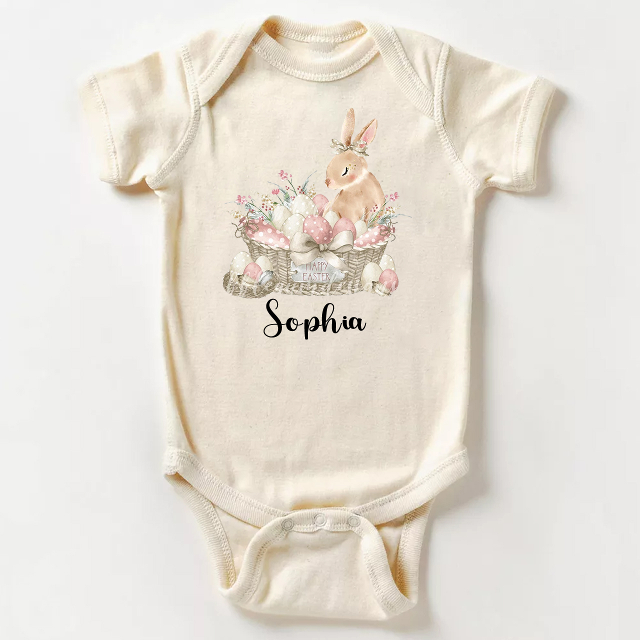 Happy Easter Bunny Basket Baby Bodysuit