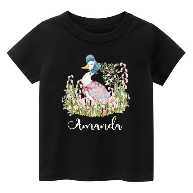 Happy Easter Peter Rabbit Pink Floral Kids T-Shirt