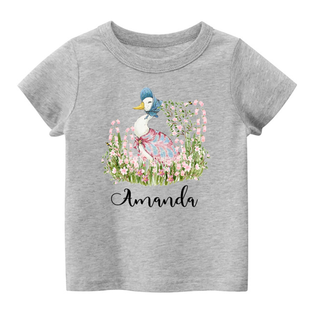 Happy Easter Peter Rabbit Pink Floral Kids T-Shirt