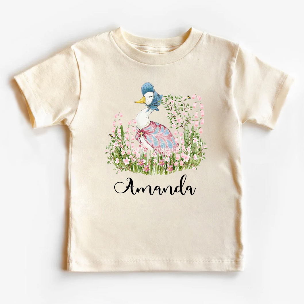 Happy Easter Peter Rabbit Pink Floral Kids T-Shirt
