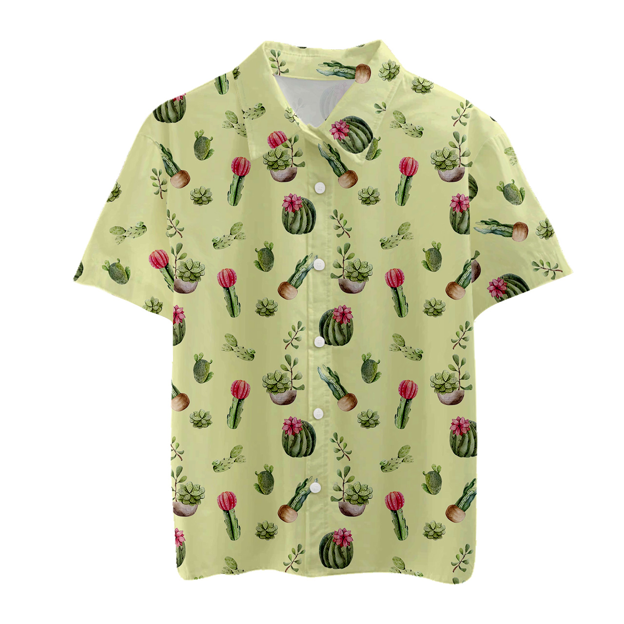 Green Cactus Family Matching Button Shirt