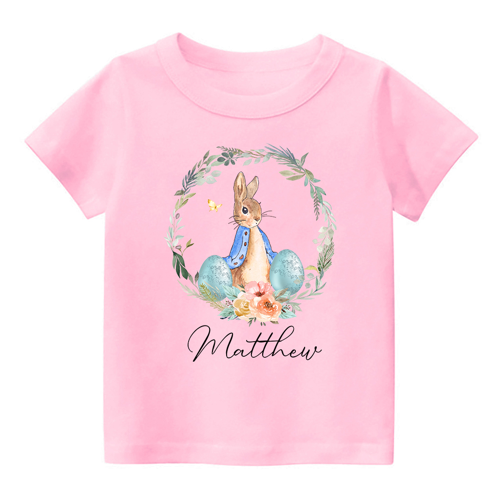 Peter Rabbit Easter Egg Floral WreathKids T-Shirt