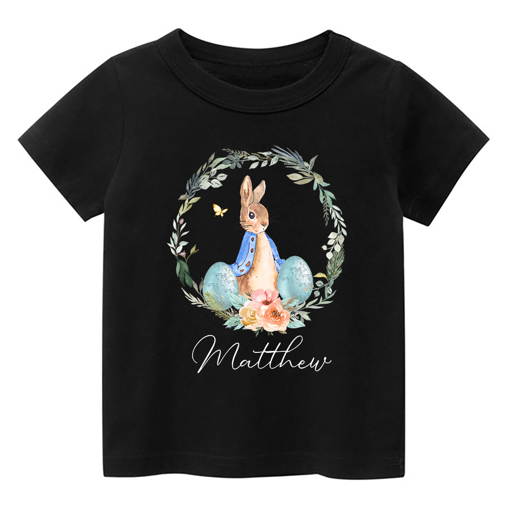 Peter Rabbit Easter Egg Floral WreathKids T-Shirt