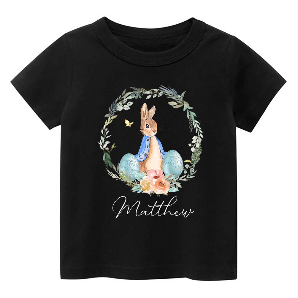 Peter Rabbit Easter Egg Floral WreathKids T-Shirt