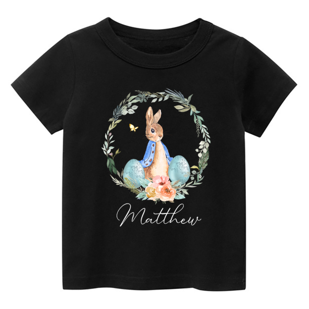 Peter Rabbit Easter Egg Floral WreathKids T-Shirt